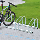 Silver Bike Storage Rack - Floor/Wall Mount, Locking Stand (3 Racks)