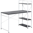 Reversible Industrial Computer Desk with Storage Shelves, Black & White