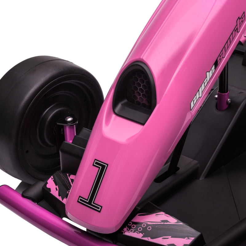 24V Pink Electric Kids Go Kart with 2 Speeds, Ages 8-12