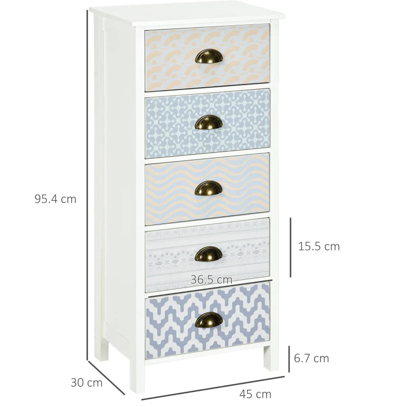 Purple 5-Drawer Slim Storage Cabinet Organizer