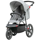 Grey Foldable 3-Wheel Baby Stroller with Canopy and Storage Basket