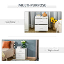 Modern White 2-Drawer Bedside Table Nightstand for Bedroom