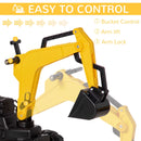 Yellow Kids Ride-On Construction Car with Horn and Trailer