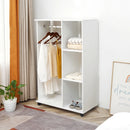 White Mobile Wardrobe with Hanging Rod and Shelves