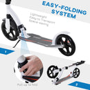 White Foldable Kick Scooter with Shock Absorption for Teens and Adults