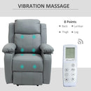 Grey Electric Power Lift Recliner Chair with Vibration Massage and Remote Control