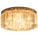 Modern Crystal Chandelier - 10-Light Stainless Steel Flush Mount Ceiling Light (Silver)