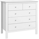 White 5-Drawer Storage Cabinet with Metal Handles - Bedroom, Living Room, Nursery Organizer