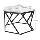 White Hexagonal Marble Coffee Table with Steel Frame