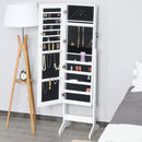 White Standing Mirror Jewelry Cabinet