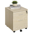 Oak Wood Grain 2-Drawer Locking Filing Cabinet with Wheels