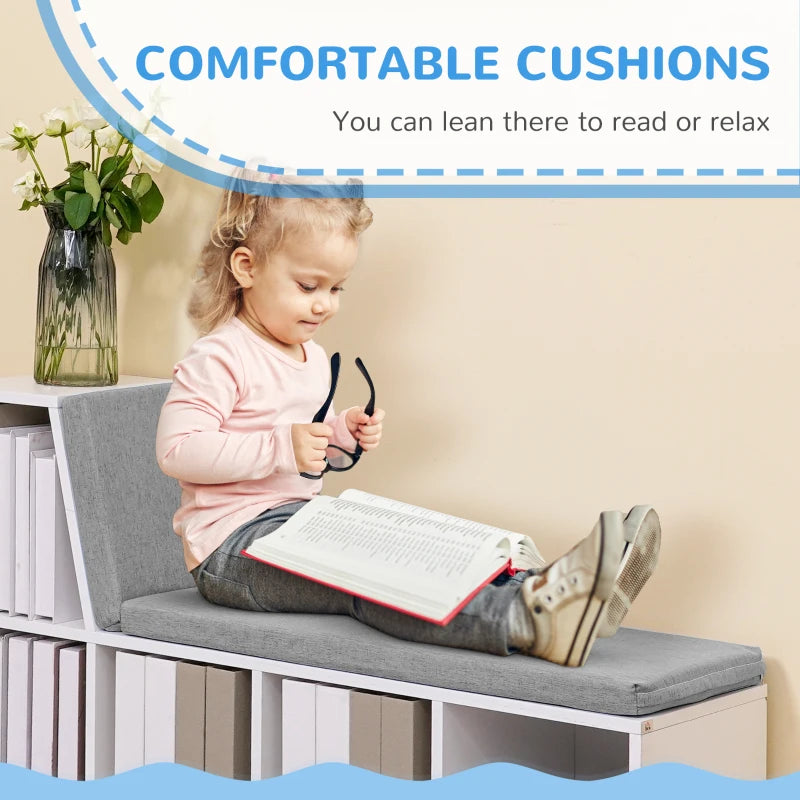 White Cushioned Reading Seat Bookcase Shelf