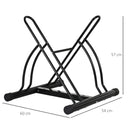 Black 2-Bike Floor Parking Stand Rack - Indoor/Outdoor Reversible