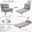 Grey Adjustable Back Futon Chair