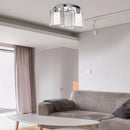 Modern White and Silver Chandelier Light Fixture, 2-Light Semi-Flush Mount