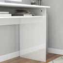 White Modern Home Office Desk with Storage Shelf - 90 x 50cm
