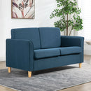 Blue Modern 2 Seater Loveseat Sofa with Wood Legs and Armrests