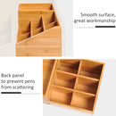 Natural Wood Desk Organizer with 7 Compartments and 2 Drawers