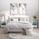 Grey and Blue 3-Drawer Shabby Chic Nightstand Set for Living Room and Bedroom