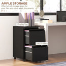 Black Steel 2-Drawer Mobile Filing Cabinet for Letter, A4, Legal Size