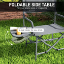 Grey Folding Camping Chair with Side Table