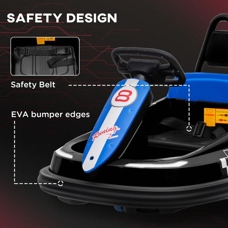Black Electric Kids Bumper Car with Music, Horn, Lights