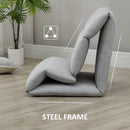 Adjustable Grey Floor Chair with Back Support - Folding Lazy Sofa Bed for Gaming, Meditation, Reading