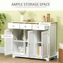 White Modern Sideboard with Storage Cabinets and Drawers