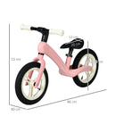 12" Pink Balance Bike for Kids - Lightweight No-Pedal Training Bike with Adjustable Seat