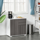 Grey High Gloss Sideboard with Push-Open Design and 2 Drawers