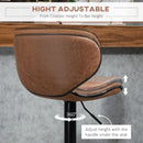 Brown Microfiber Cloth Swivel Bar Stool Set of 2, Adjustable Height Armless Chairs