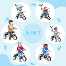 Green 6-in-1 Kids Trike with Push Handle & Canopy