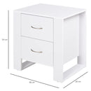 White 2-Drawer Bedside Nightstand with Elevated Base