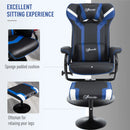 Blue Gaming Chair Set with Footrest, Headrest, and Lumbar Support