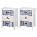 Set of 2 Purple Shabby Chic Nightstands with 3 Drawers