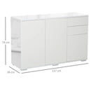 White High Gloss Sideboard with Push-Open Design and 2 Drawers
