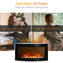 Curved Glass Electric Fireplace with 7 Colour Side Lights, 1000/2000W, 89.2cm x 48cm