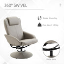 Grey Leather Swivel Recliner Chair with Footrest
