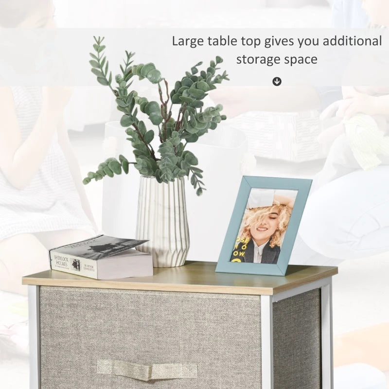 3-Tier Linen Drawer Cabinet Organizer in White, Oak, and Light Grey