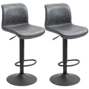 Grey Leather Bar Stool Set - Adjustable Height Swivel with Footrest for Kitchen & Home