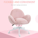 Blush Pink Fluffy Rolling Desk Chair for Home Office or Bedroom