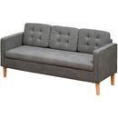 Grey Tufted 3 Seater Sofa with Hidden Storage and Wood Legs