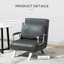 Dark Grey 4-in-1 Foldable Sofa Bed Chair with Pillow