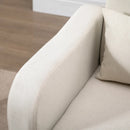 Cream Linen Armchair with Wooden Frame