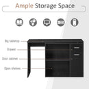 Black L-Shaped Computer Desk with Storage Shelf and Drawer