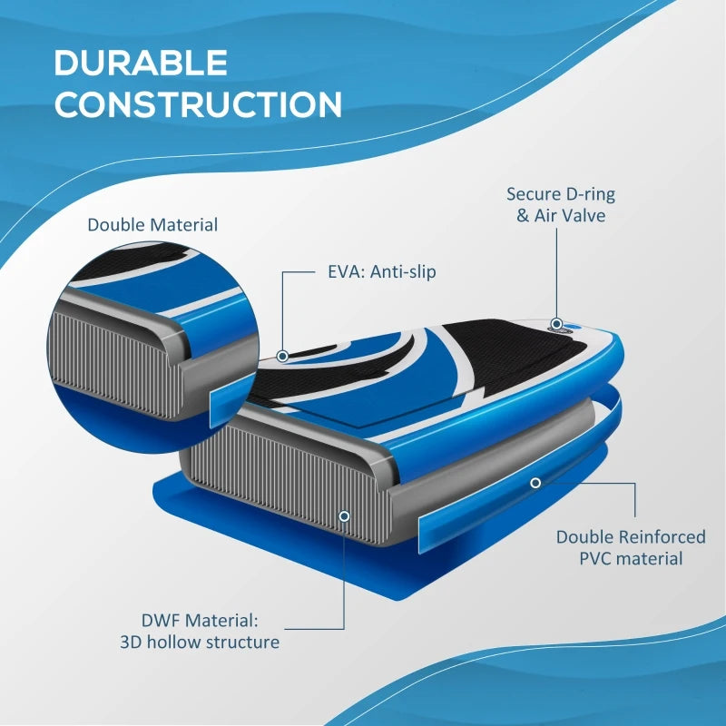 10.6' Inflatable Stand Up Paddle Board Kit - Blue, Non-Slip Deck, Adjustable Paddle, Pump, Backpack Bag