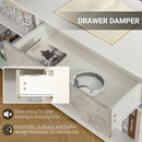 Grey and White L-Shaped Corner Desk with Drawers and Shelves