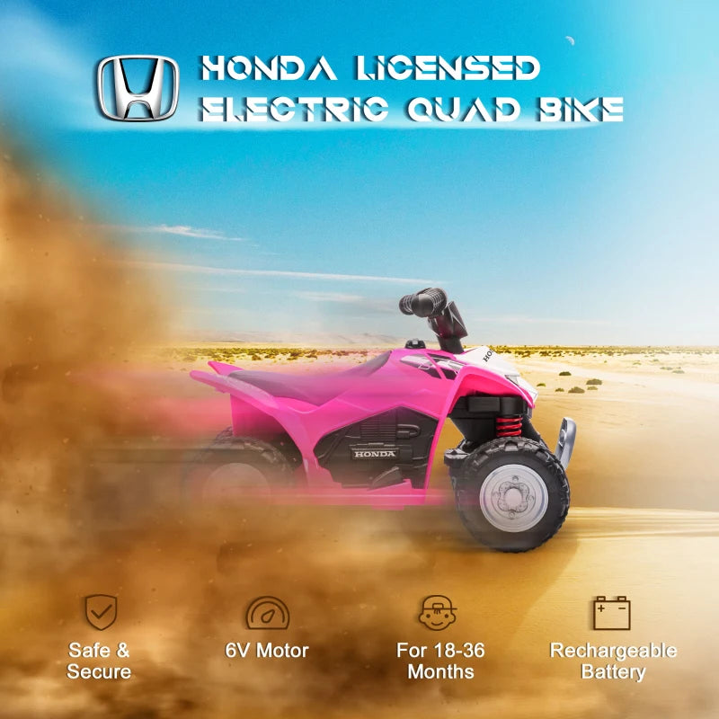 Pink Honda Licensed Kids Electric Quad Bike 6V Ride-On Car Toy