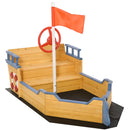 Wooden Pirate Ship Sand Pit - Blue Outdoor Kids Sandboat Playset
