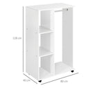 White Mobile Wardrobe with Hanging Rod and Shelves